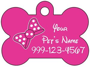 udesignusa cute pink minnie bow pet id dog tag personalized for your pet