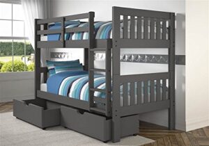 donco austin mission twin over twin dark grey bunkbed with dual underbed drawers