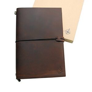 WANDERINGS Large Leather Journal - The Grande Refillable Travelers Notebook - Perfect for Writing, Sketching, Scrapbooks, Travelers, Extra Large, Blank Inserts 11x7.5 inches