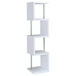 Coaster Home Furnishings Baxter 4-Shelf Bookcase White Chrome