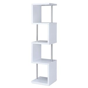 coaster home furnishings baxter 4-shelf bookcase white chrome