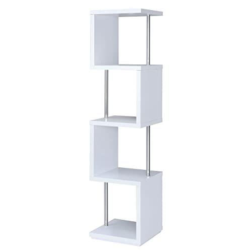 Coaster Home Furnishings Baxter 4-Shelf Bookcase White Chrome