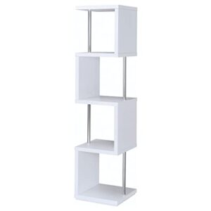 Coaster Home Furnishings Baxter 4-Shelf Bookcase White Chrome