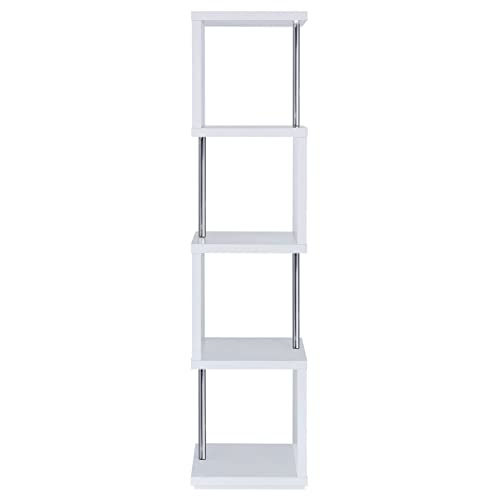 Coaster Home Furnishings Baxter 4-Shelf Bookcase White Chrome