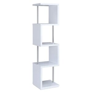 Coaster Home Furnishings Baxter 4-Shelf Bookcase White Chrome