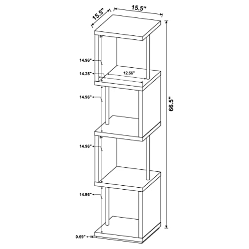 Coaster Home Furnishings Baxter 4-Shelf Bookcase White Chrome