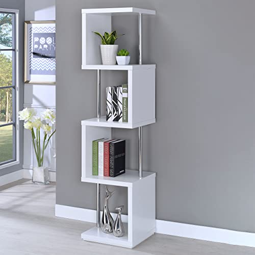 Coaster Home Furnishings Baxter 4-Shelf Bookcase White Chrome