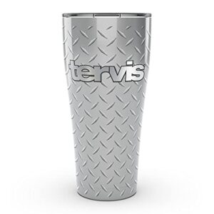 tervis tervis diamond plate stainless steel tumbler with clear and black hammer lid 20oz, silver