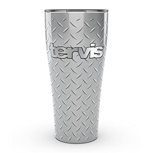 Tervis Tervis Diamond Plate Stainless Steel Tumbler with Clear and Black Hammer Lid 20oz, Silver