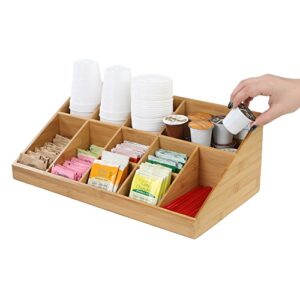 Mind Reader 11 Compartment Coffee Condiment Organizer, Brown Bamboo