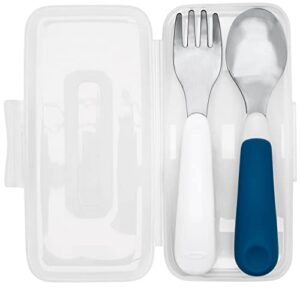 oxo tot on-the-go fork and spoon set - navy