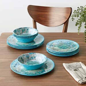 Certified International Radiance Teal Melamine 12 pc Dinnerware Set