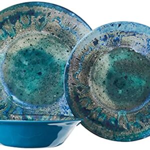 Certified International Radiance Teal Melamine 12 pc Dinnerware Set