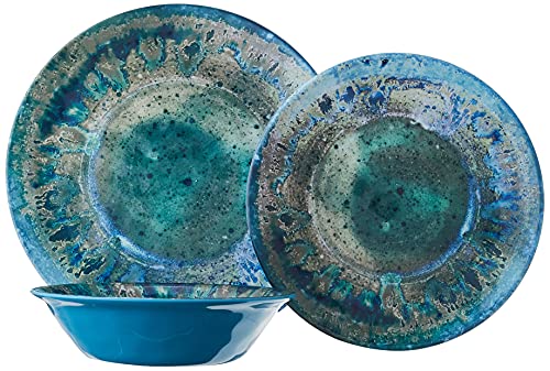 Certified International Radiance Teal Melamine 12 pc Dinnerware Set