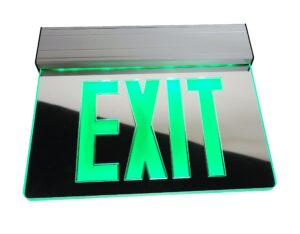nicor lighting led emergency exit sign, mirrored with green lettering (exl2-10unv-al-mr-g-2)