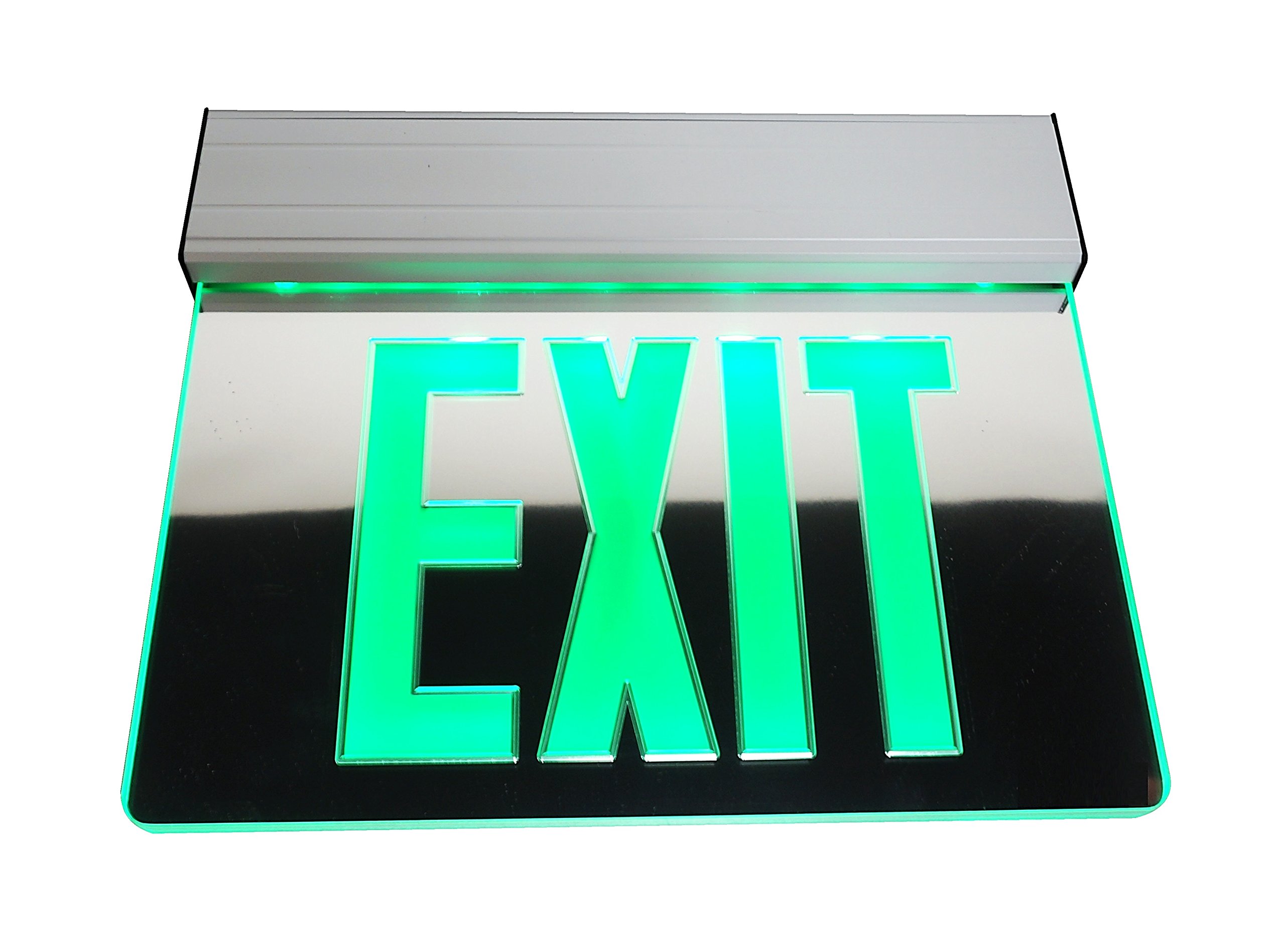 NICOR Lighting LED Emergency Exit Sign, Mirrored with Green Lettering (EXL2-10UNV-AL-MR-G-2)