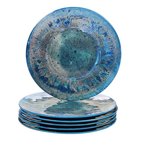 Certified International Radiance Teal Melamine 11" Dinner Plate, Set of 6