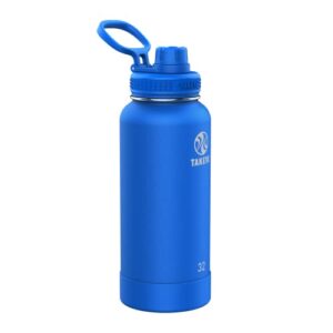 takeya actives insulated stainless steel water bottle with spout lid, 32 ounce, cobalt