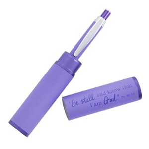 Be Still and Know Purple Stylish Classic Pen in Matching Gift Case - Psalm 46:10 Bible Verse Refillable Retractable Medium Ballpoint Pen for Journal Planner Writing Note Taking Calendar Agenda