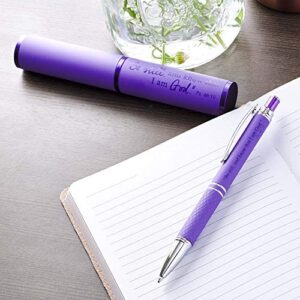 Be Still and Know Purple Stylish Classic Pen in Matching Gift Case - Psalm 46:10 Bible Verse Refillable Retractable Medium Ballpoint Pen for Journal Planner Writing Note Taking Calendar Agenda