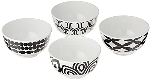 French Bull Melamine Mini Bowls, 4-Piece Set, 10 Fluid Ounces, Small Serving Bowl – Snack Condiment Dipping Sauce Dessert Ice Cream – Shatter Proof, BPA Free, Dishwasher Safe, 4”, Foli