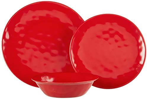 Certified International Melamine 12 pc Dinnerware Set, Service for 4, Red