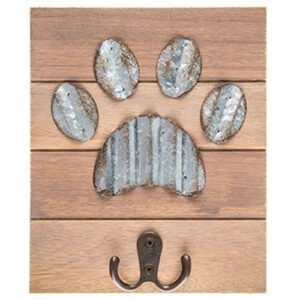 mission gallery galvanized metal and wood dog paw print wall hook home decor 8" x 6.5"