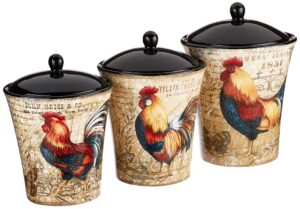 certified international 23656 gilded rooster canister set (3 piece), one size, multicolor