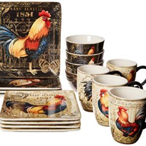 Certified International Gilded Rooster Dinnerware.Tabletop, One Size, Multicolor