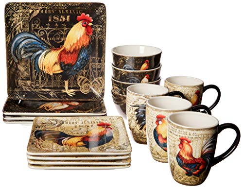 Certified International Gilded Rooster Dinnerware.Tabletop, One Size, Multicolor