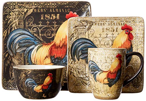 Certified International Gilded Rooster Dinnerware.Tabletop, One Size, Multicolor