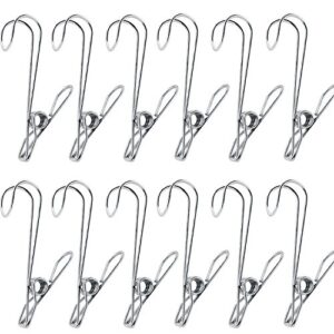 12 Pack Laundry Hooks Clothes Pins Hanging Clips Metal Baby Delicate Item Hanger Rack Office Home Travel Portable