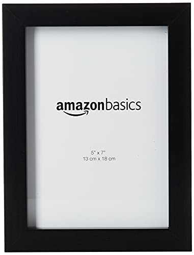 Amazon Basics Rectangular Photo Picture Frame, 5" x 7", Pack of 5, Black