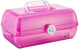 caboodles cosmetic storage, accessories storage, on-the-go girl hot pink sparkle jellies vintage case, 1 lb