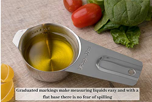Measuring cup and spoon set stainless steel 13 inch 18/8 stainless steel: 7 measuring cups and 5 measuring spoons, with a professional magnetic measurement conversion table