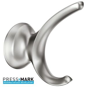 MOEN Darcy Double Robe Hook with Press and Mark in Brushed Nickel