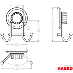 12-Inch Bathroom Shower Squeegee - Chrome Plated Stainless Steel - with Matching Suction Cup Hook Holder - 3M Adhesive Mounting Disc, 3M Hook,1 Replacement Rubber Blade - by HASKO Accessories