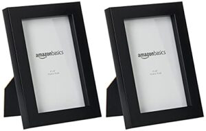 amazon basics rectangular photo picture frame, 4" x 6", pack of 2, black