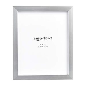 amazon basics photo rectangular picture frame, pack of 5, 8" x 10", nickel, 11.18" l x 9.18" w