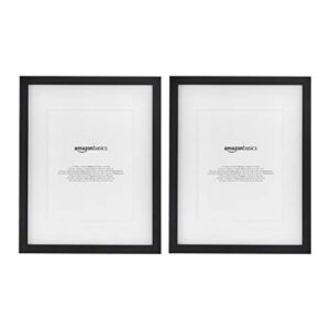 amazon basics 11" x 14" rectangular photo picture frame, (8" x 10" with mat), 2-pack, black, 15.2 inch l x 12.2 inch w
