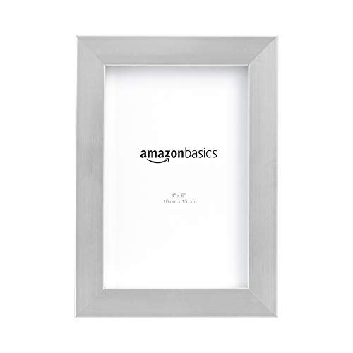 Amazon Basics Rectangular Photo Picture Frame, 4" x 6", Pack of 2, Nickel