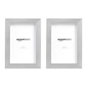 Amazon Basics Rectangular Photo Picture Frame, 4" x 6", Pack of 2, Nickel