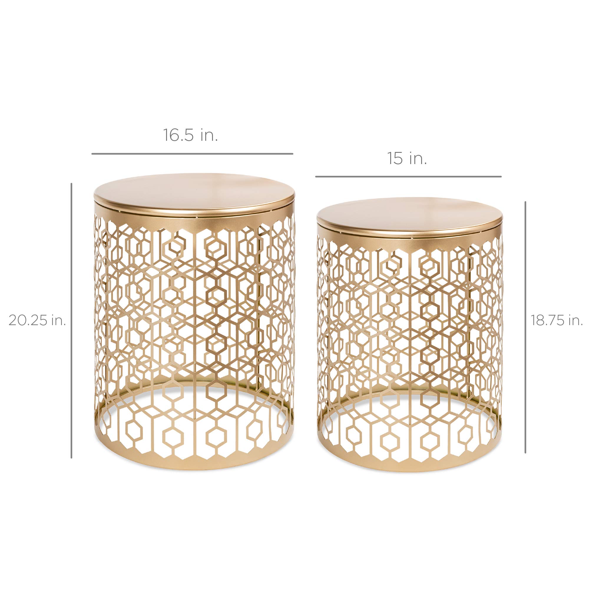 Best Choice Products Metal Accent Table, Set of 2 Decorative Round End Tables Nightstands, Coffee Side Tables for Living Room Bedroom Office, Nesting - Gold