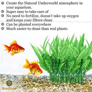 SunGrow Artificial Aquarium Plants for Aquatic Pets, Realistic Green Plants with Ceramic Base, Fish Tank Decorations & Home Decor, 10Pcs/Pack