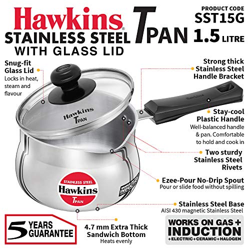 Hawkins Tpan Stainless Steel Saucepan Tea Pan, Small, Silver