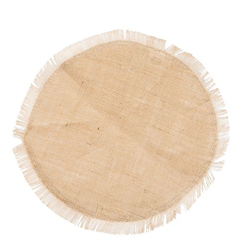 The Country House Collection 14 Inch Fringed Burlap Round Mat 14 inch Burlap Single Placemat