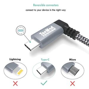 TecMad USB C Cable Short, Short USB to USB C Cable Fast Charging Cable Right Angle, 5Gbps Data Cable, Nylon Braided Compatible with Samsung Galaxy S20 S10 S9 S8 Plus S10E, Note 20 10 10+ 9 8, ect.