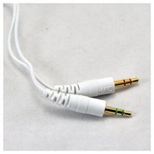 2 Plugs 2 Jacks Microphone Audio Extension Cord 3.5mm Cable for Computer Gaming Headphone Headset (4.9 Foot,150cm, White)
