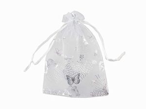 qianhailizz 5 x 7 inch white 100 butterfly organza jewelry gift pouch candy pouch drawstring wedding favor bags sdhd211301810x