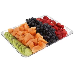 silver collection rectangular plastic trays, disposable serving party platters 9" x 13" -pack of 4- (clear)